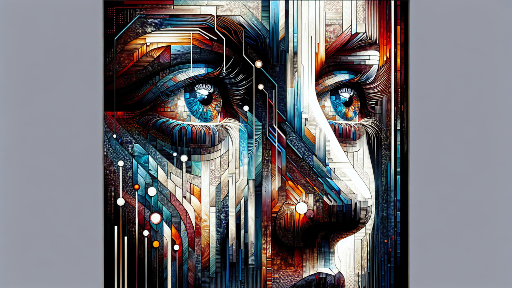 Abstract Face with Geometric Patterns and Colors