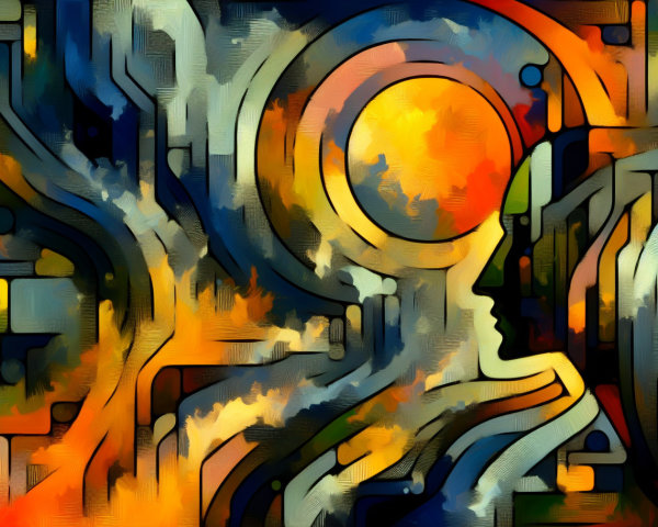 Abstract Composition with Vibrant Colors and Shapes
