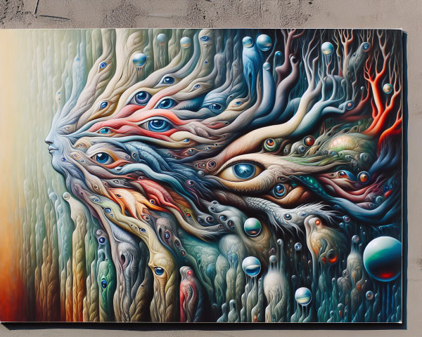 Abstract Artwork with Colorful Swirling Shapes