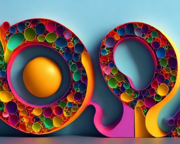 Colorful Tubes and Shapes Forming "doi" Letters