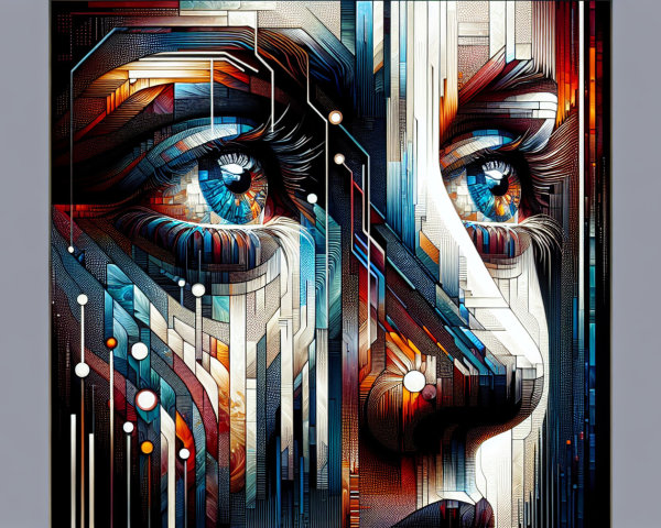 Abstract Face with Geometric Patterns and Colors