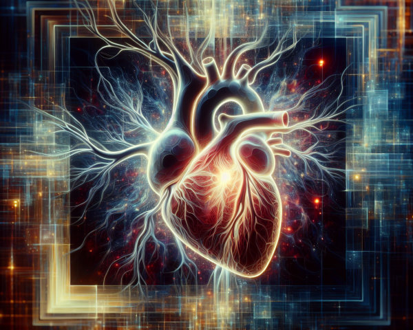 Glowing Human Heart Surrounded by Pulsating Veins