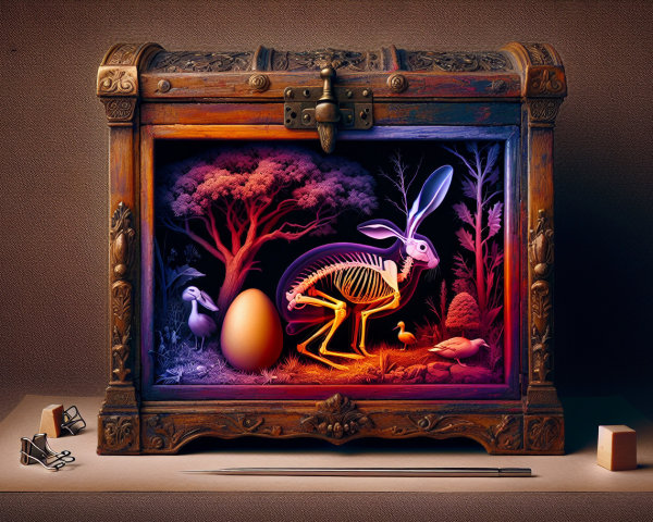 Intricately Decorated Wooden Chest with Vibrant Scene