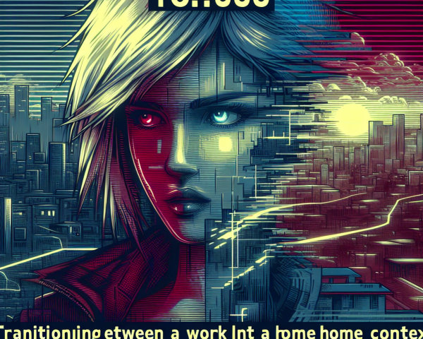 Digitally Rendered Character in Neon Cityscape
