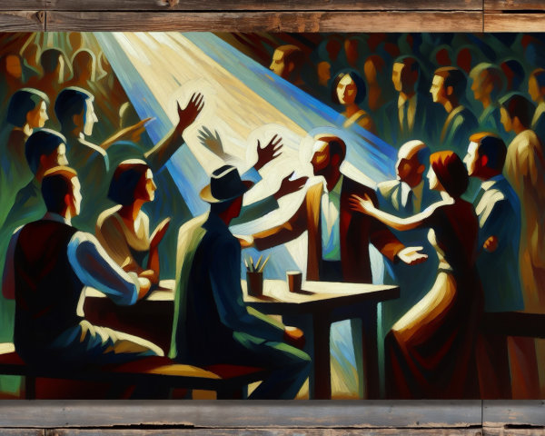 Gathering Around a Table in Bold Abstract Colors