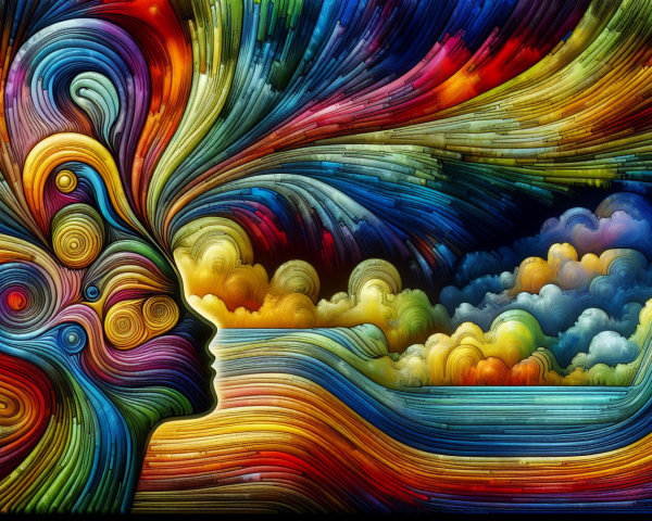 Vibrant Abstract Composition with Swirling Colors