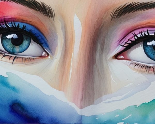 Close-Up of Striking Blue Eyes with Colorful Makeup