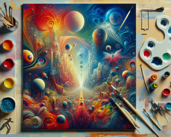 Vibrant Abstract Cosmic Landscape with Colorful Spheres