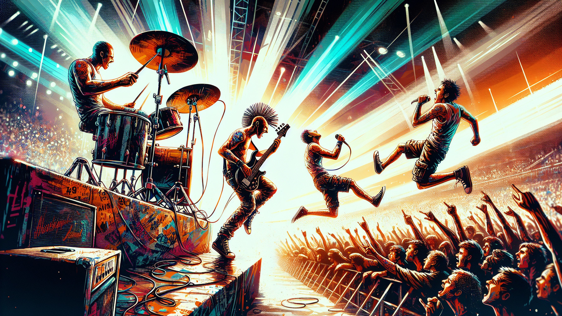 High-Energy Punk Band Performing at Concert Scene