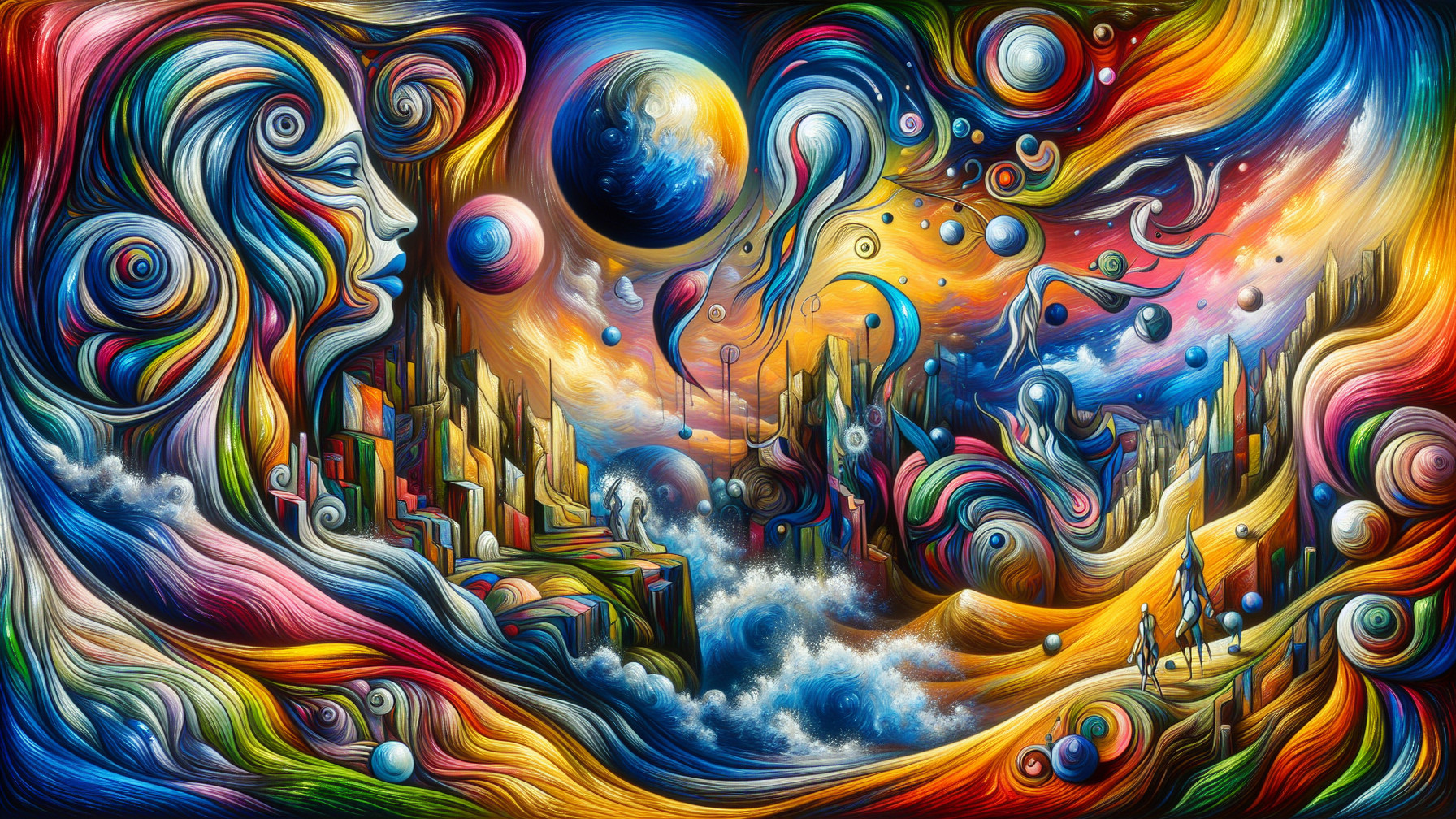 Surreal Landscape with Swirling Colors and Forms