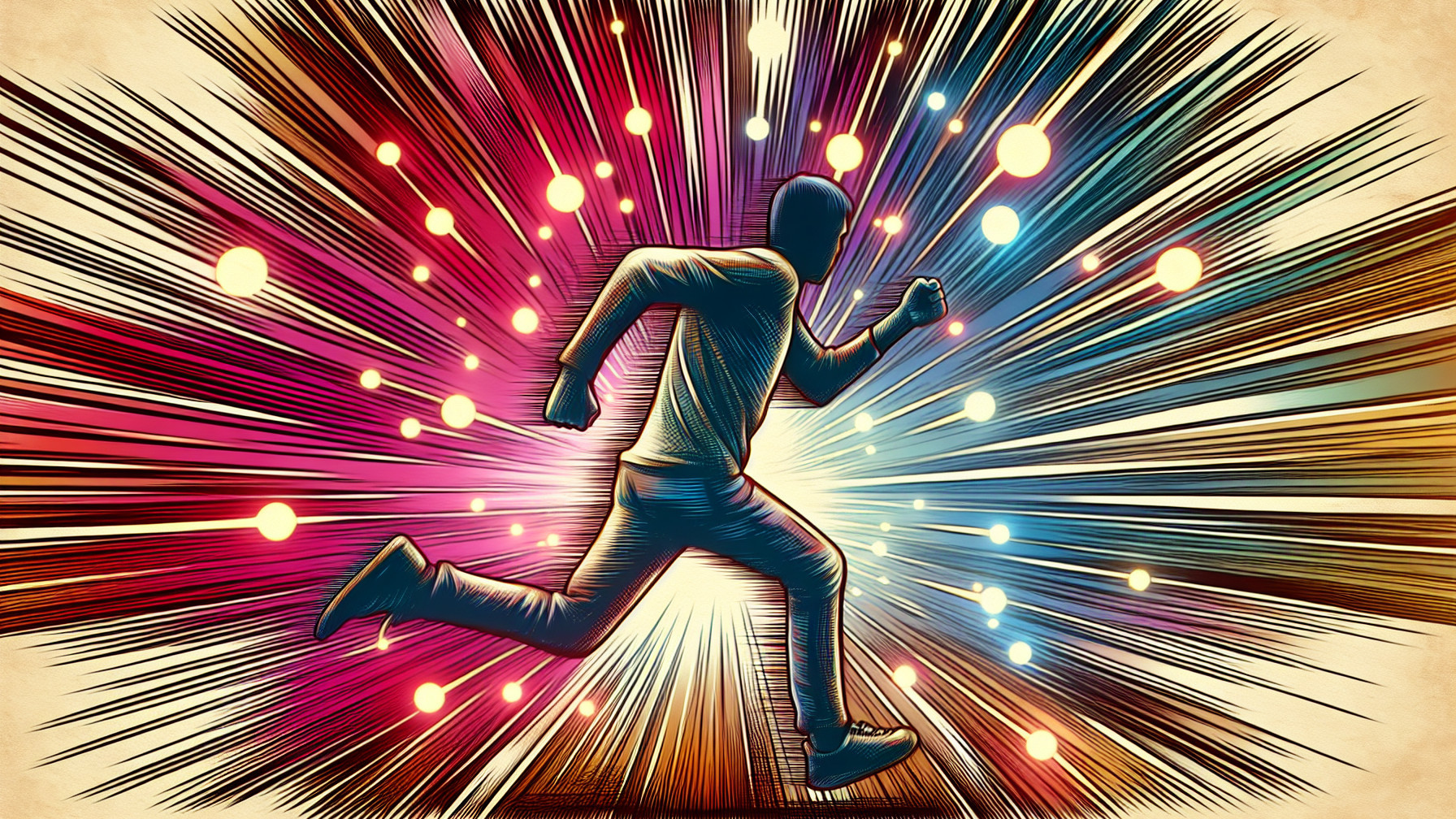 Silhouette of a Runner Against Vibrant Color Burst