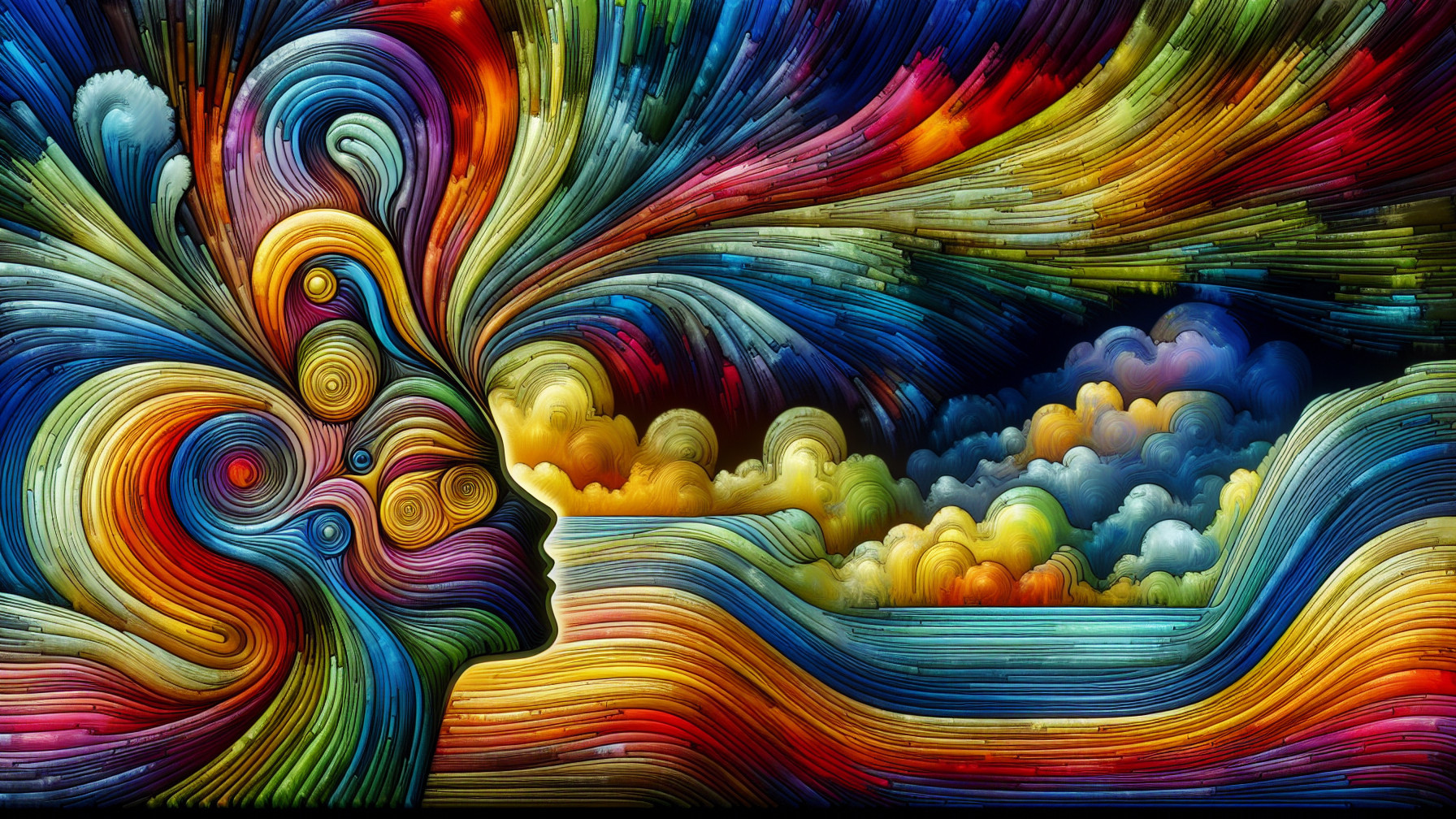 Vibrant Abstract Composition with Swirling Colors