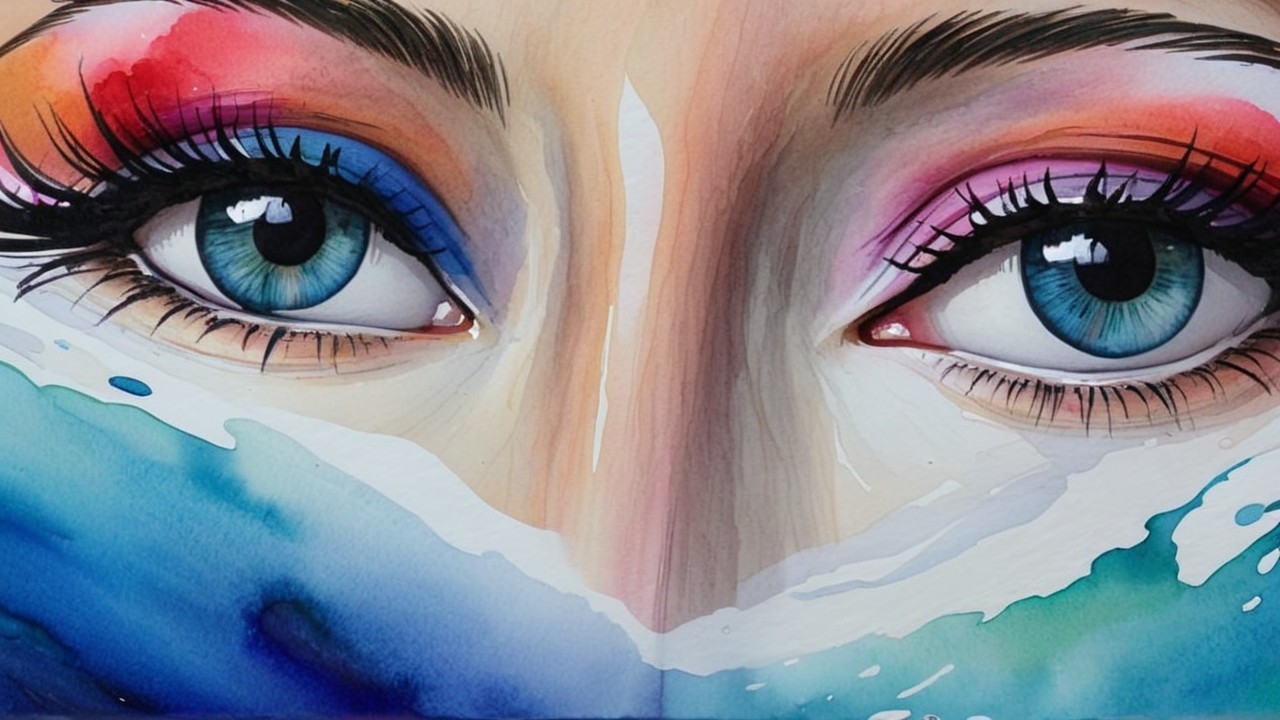Close-Up of Striking Blue Eyes with Colorful Makeup
