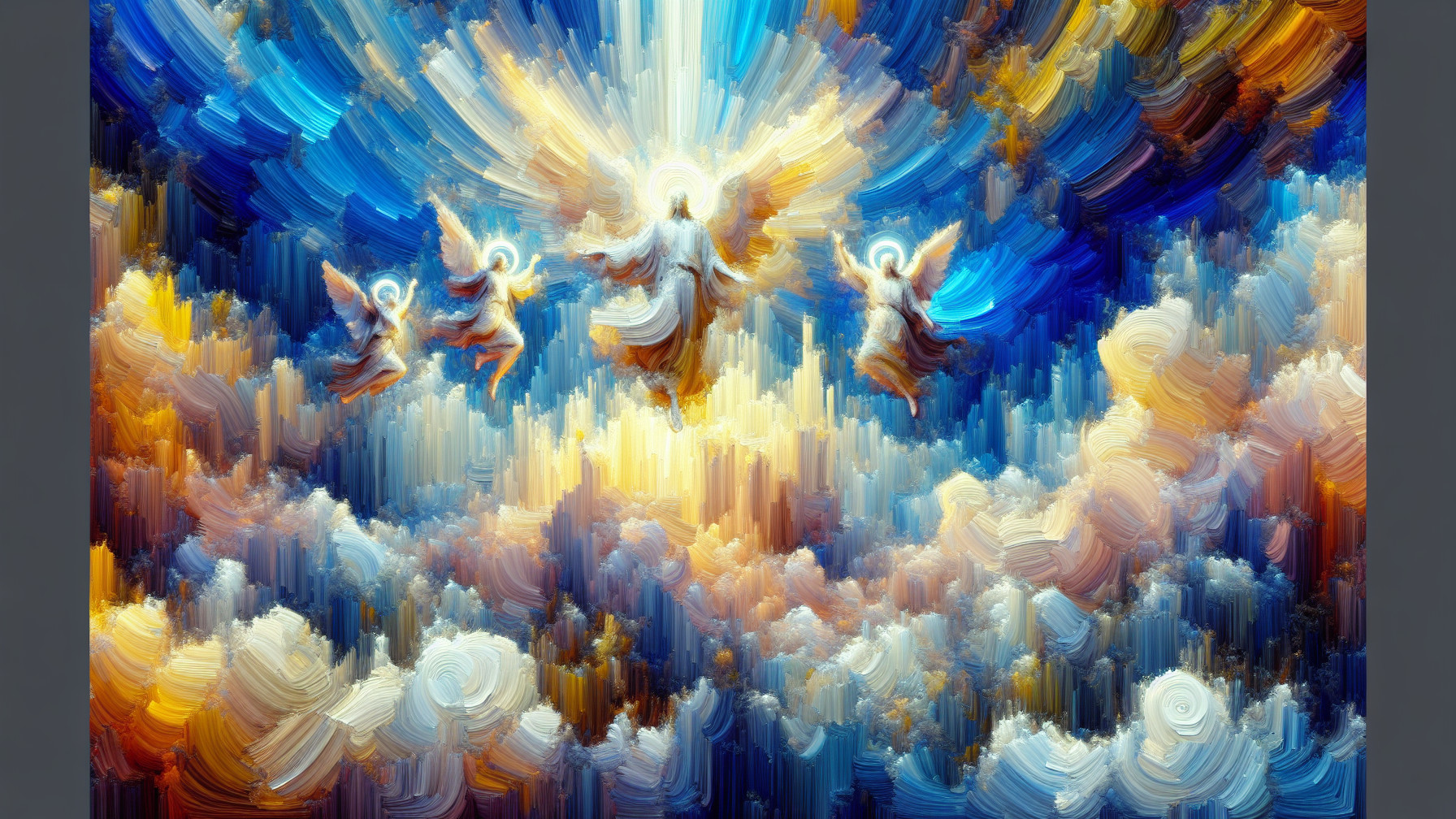 Heavenly Scene with Radiant Figure and Angels