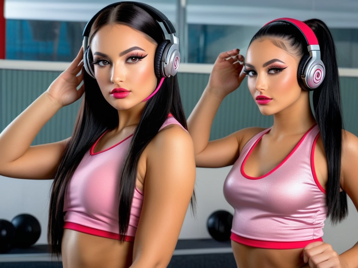 Stylish Young Women in Modern Gym Setting