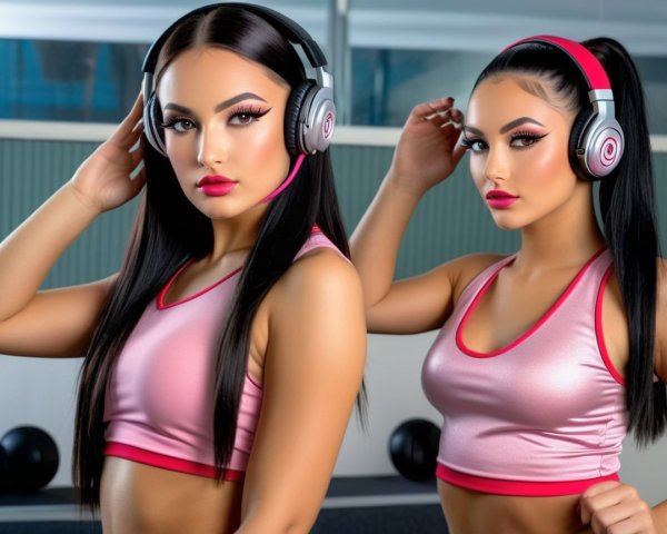 Stylish Young Women in Modern Gym Setting