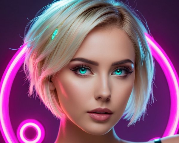 Close-up Portrait of Woman with Platinum Blonde Hair