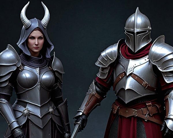 Armored Warriors Depicted as Medieval Knights