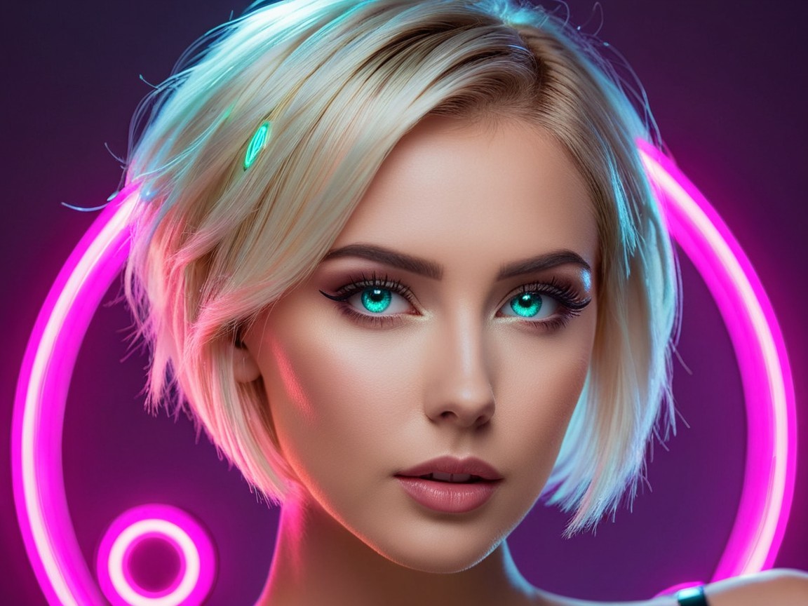 Close-up Portrait of Woman with Platinum Blonde Hair