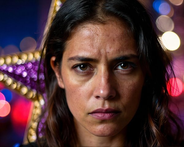 Close-Up of Freckled Woman with Bokeh Background