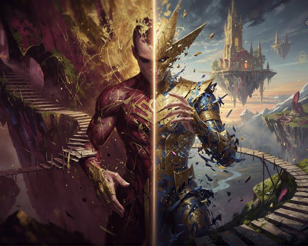 Split Male Figure in Contrasting Color Palettes