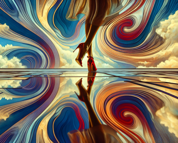 Abstract Colorful Background with High-Heeled Shoes