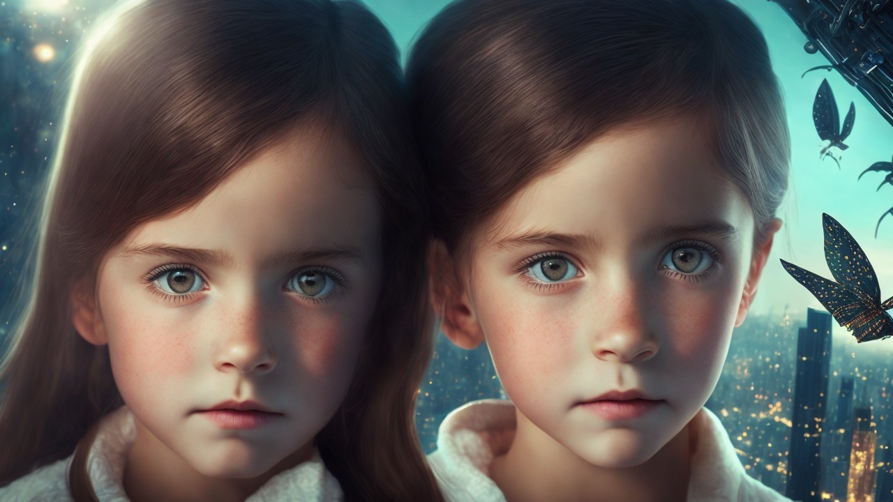 Identical Twin Girls in Enchanting Fantasy Setting