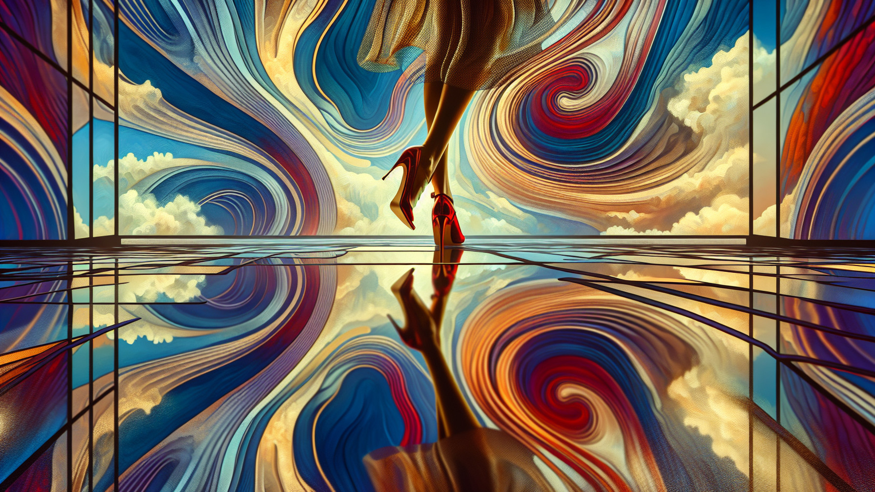 Abstract Colorful Background with High-Heeled Shoes