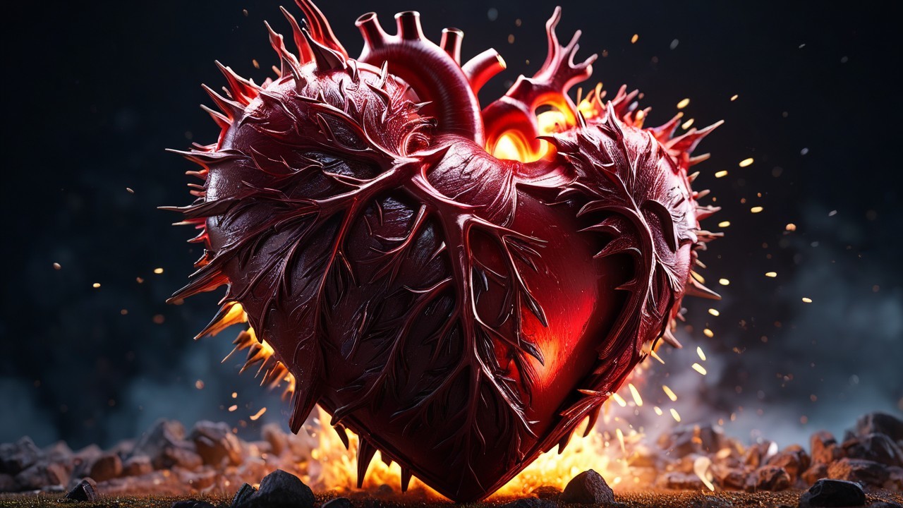 Anatomical Heart Illustration with Fantastical Design