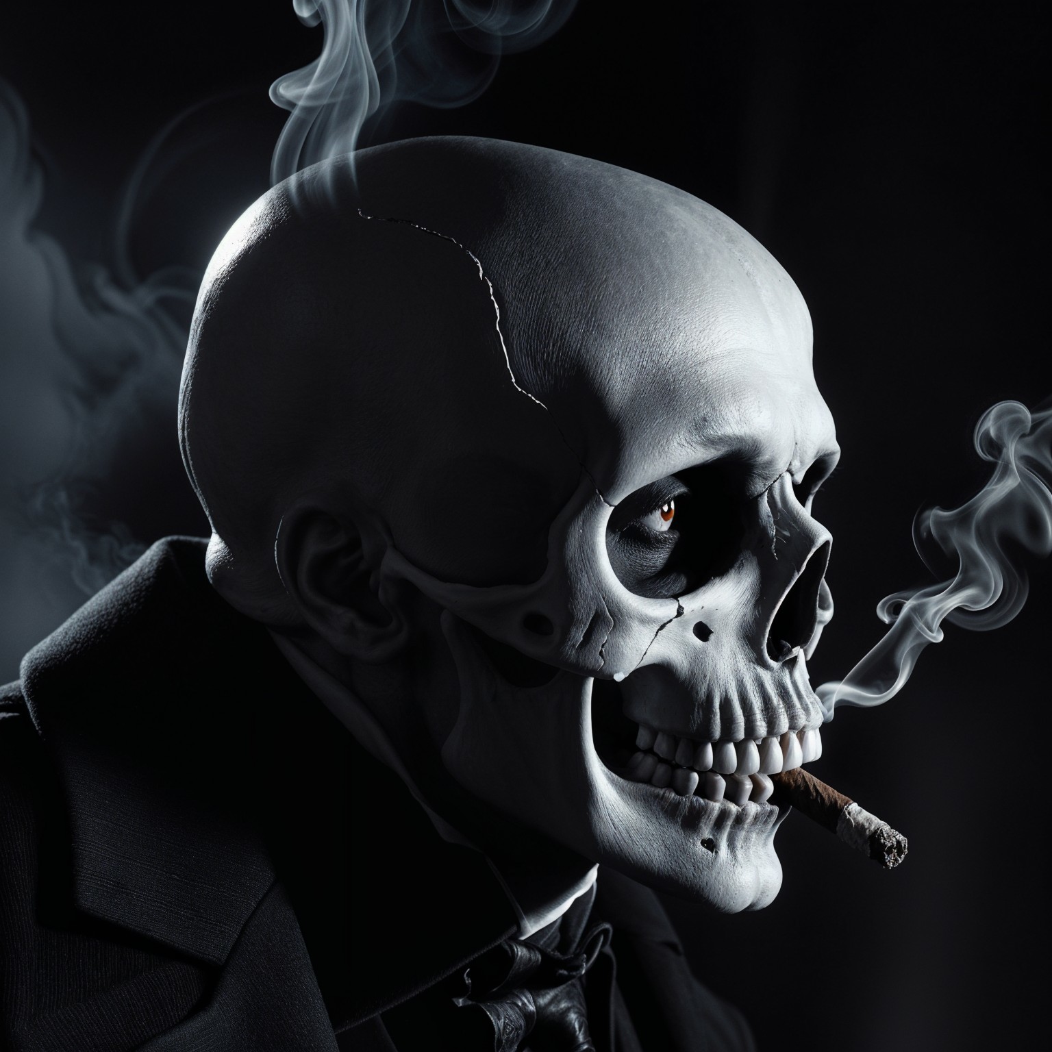 Realistic Skull with Intricate Details and Smoke