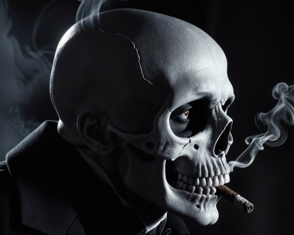 Realistic Skull with Intricate Details and Smoke