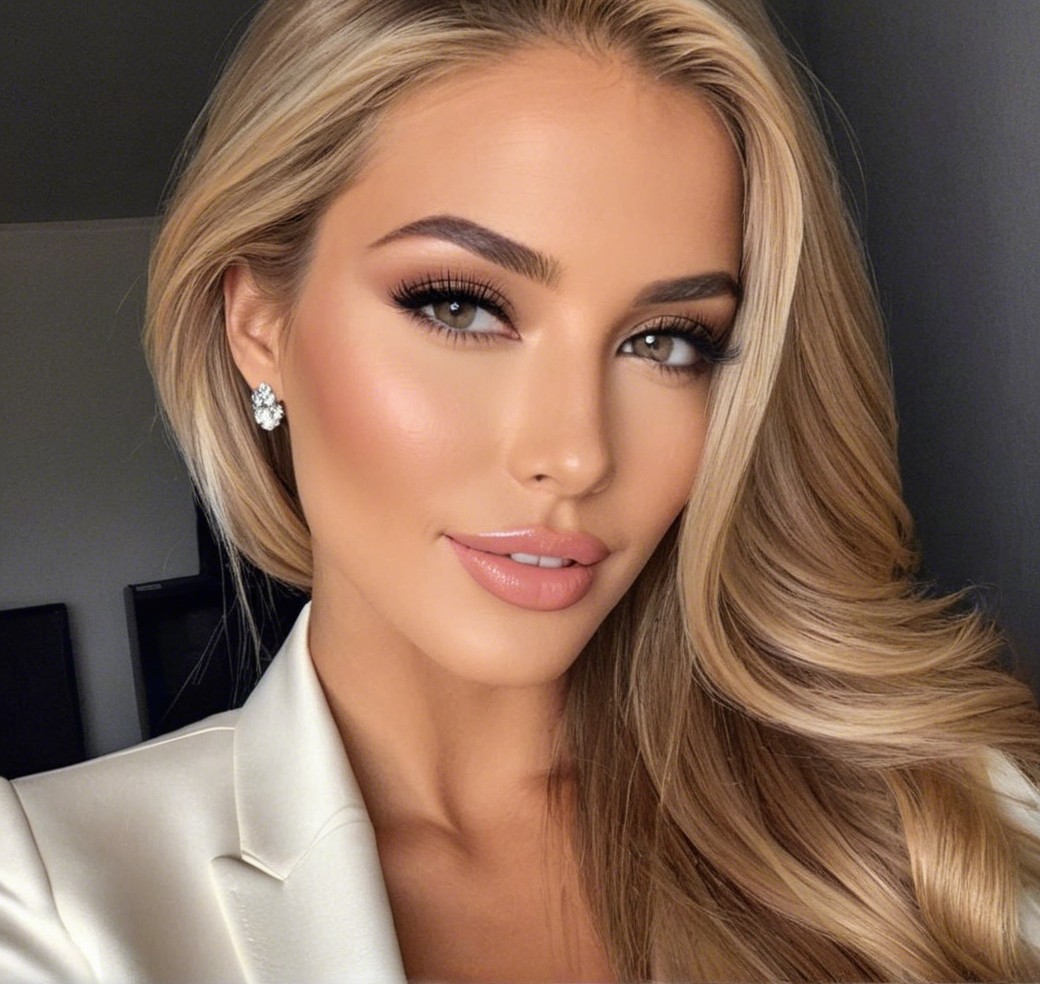 Confident Woman with Flawless Makeup and Blazer