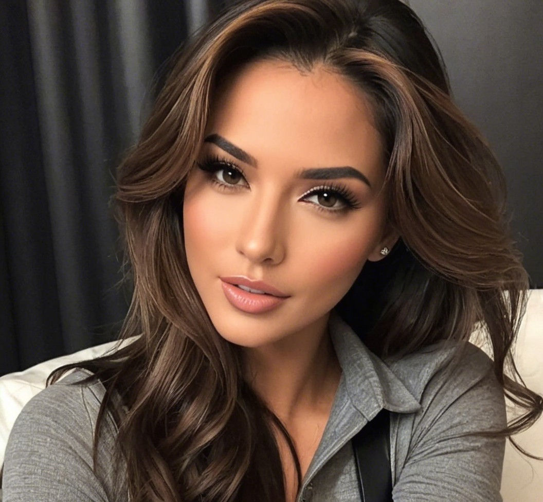 Close-Up Portrait of a Woman with Wavy Brown Hair