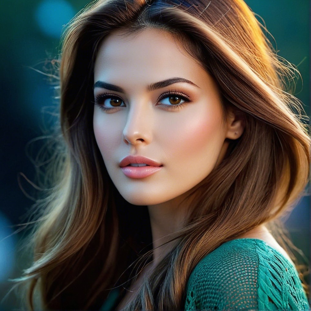 Close-up Portrait of a Young Woman with Brown Hair