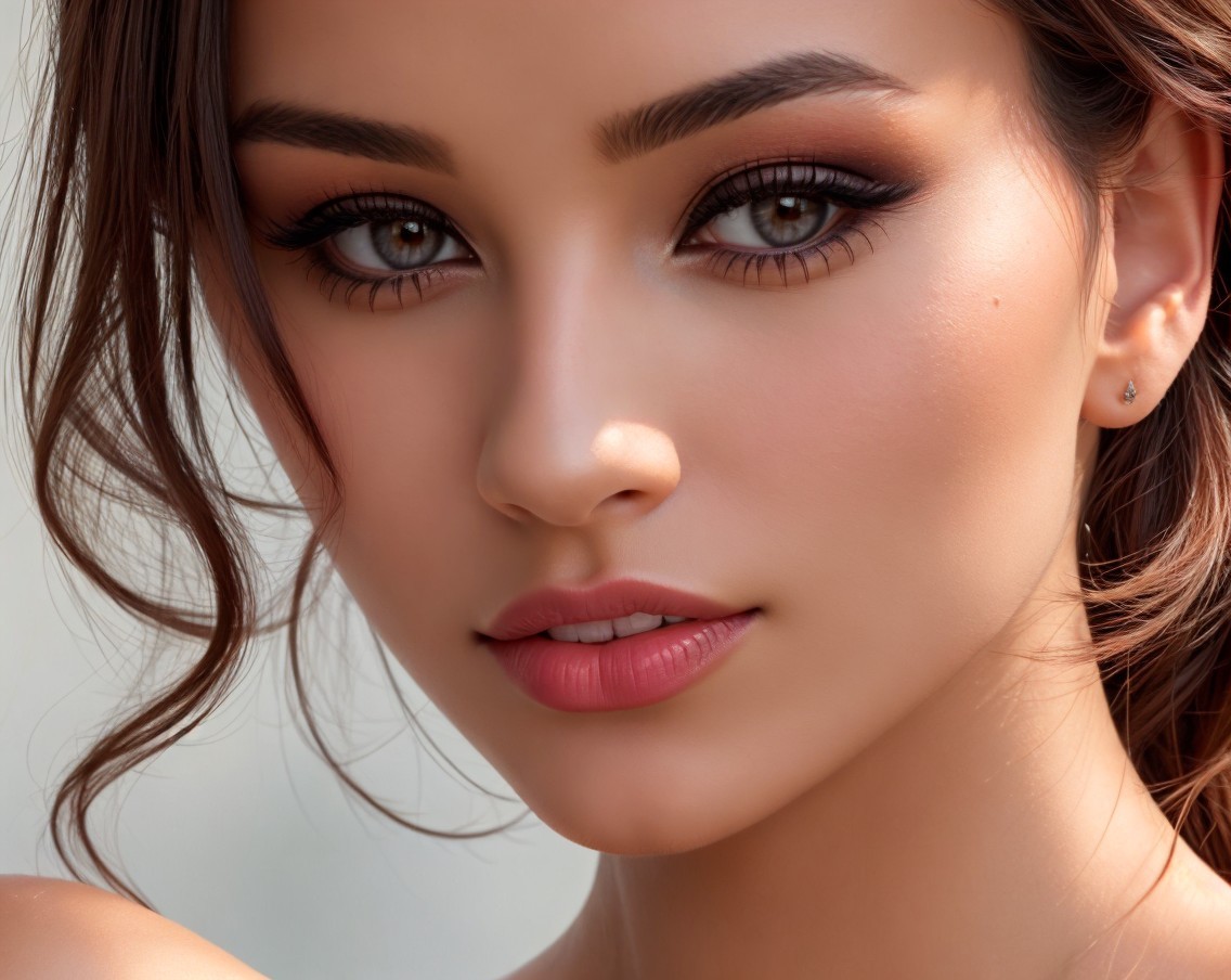 Close-Up Portrait of a Young Woman with Brown Eyes
