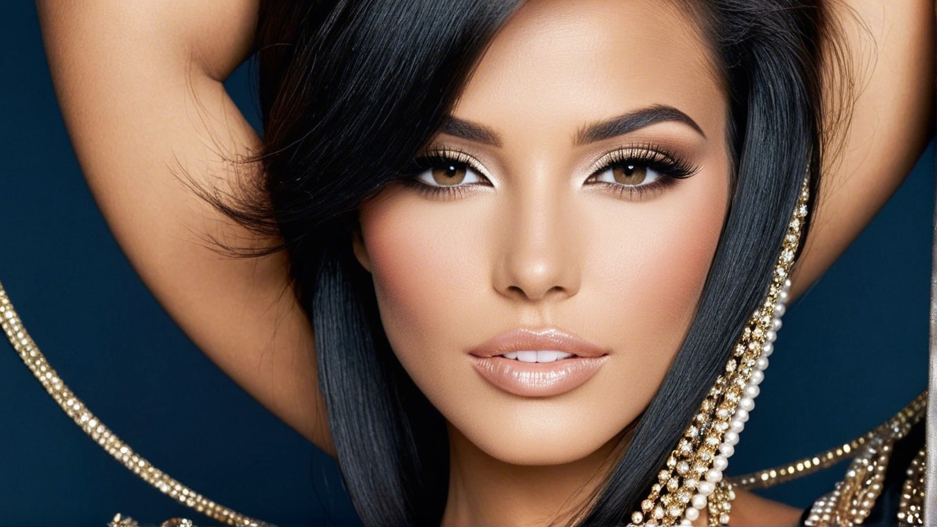 Close-Up Portrait of a Woman with Glamorous Features