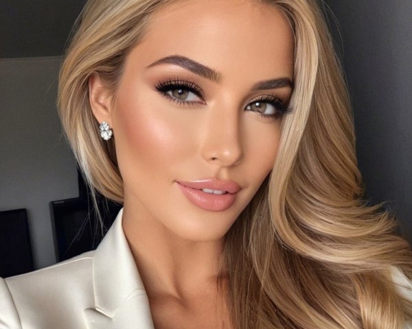 Confident Woman with Flawless Makeup and Blazer