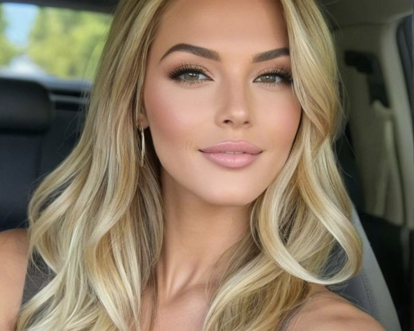 Close-up Selfie of Woman with Blonde Hair and Makeup