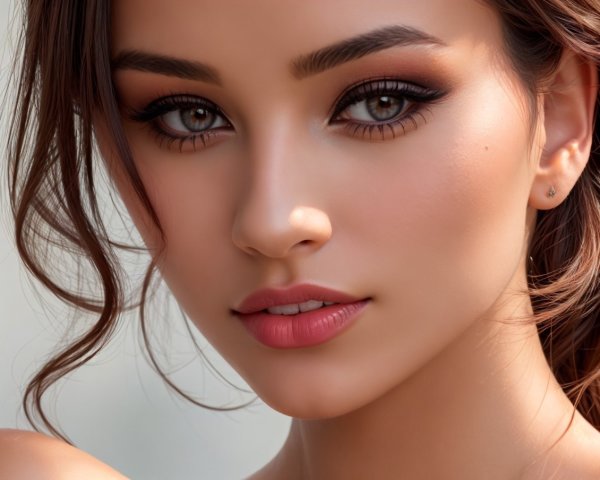 Close-Up Portrait of a Young Woman with Brown Eyes