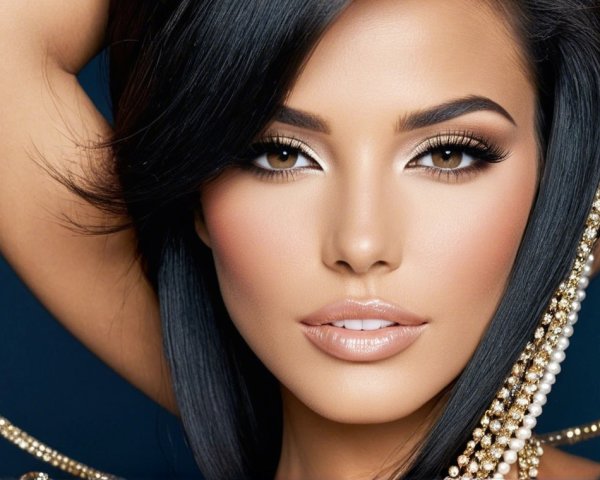 Close-Up Portrait of a Woman with Glamorous Features