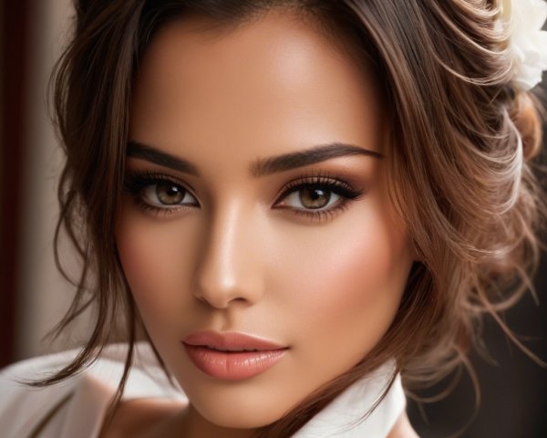 Close-Up Portrait of a Woman with Radiant Skin