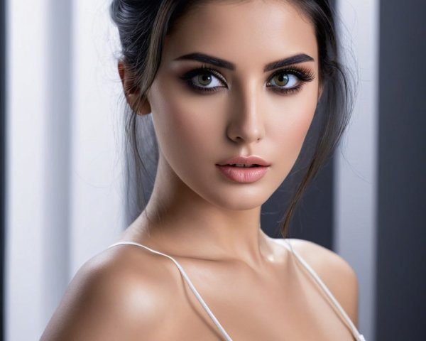 Elegant Woman in Delicate Spaghetti Strap Dress