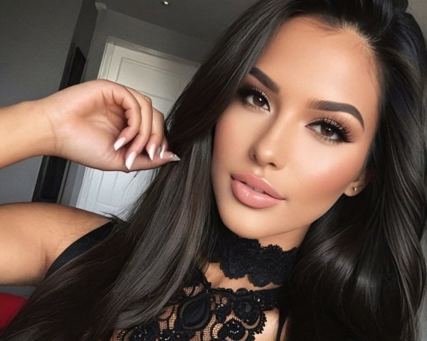 Close-Up Portrait of a Young Woman with Elegant Style