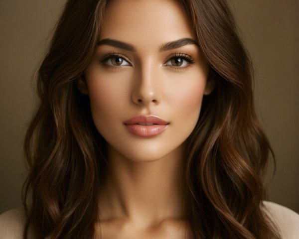 Portrait of a Young Woman with Hazel Eyes and Brown Hair