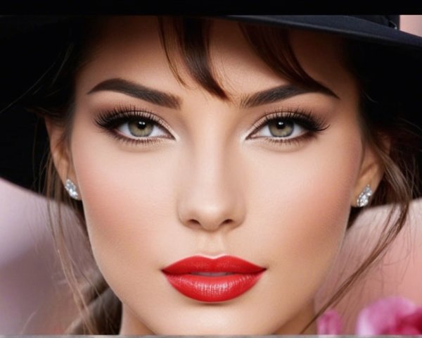 Elegant Woman with Striking Features and Makeup