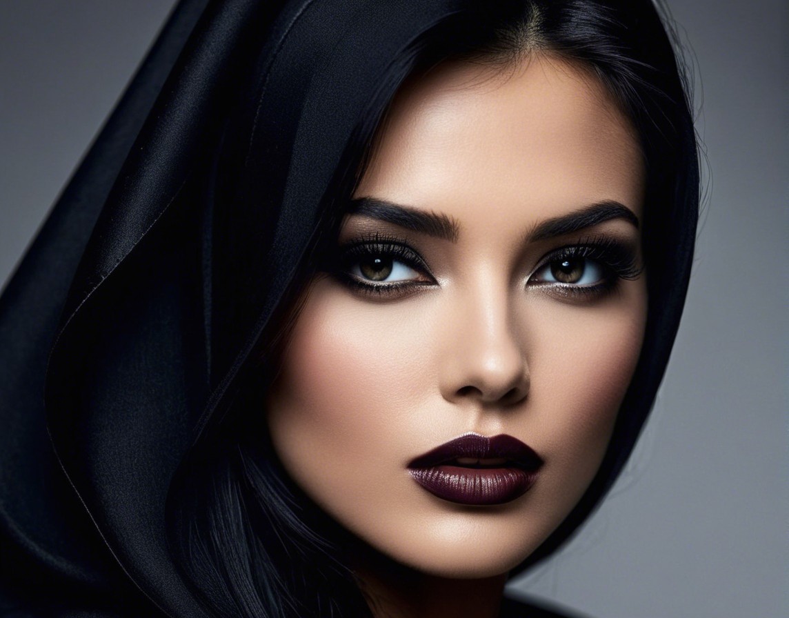 Portrait of a woman in a black scarf with elegant features