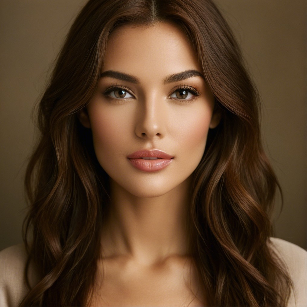 Portrait of a Young Woman with Hazel Eyes and Brown Hair