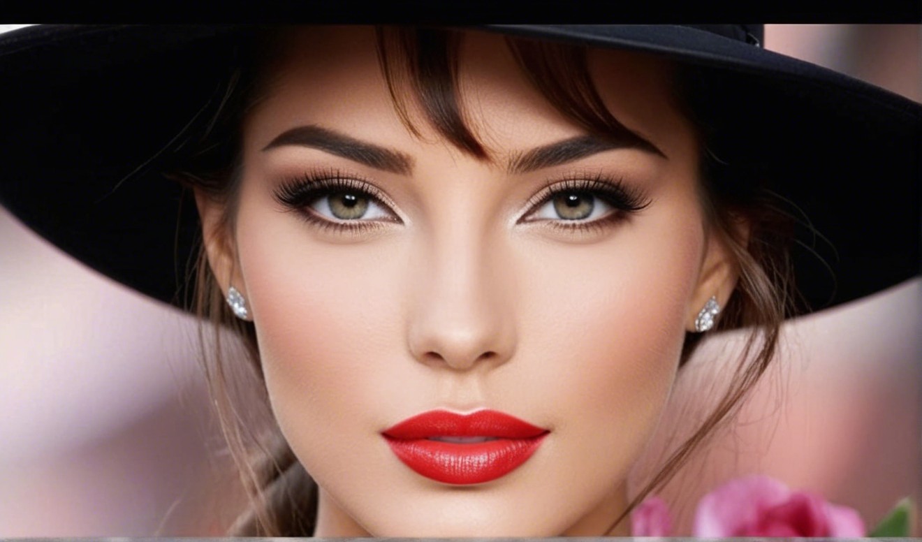 Elegant Woman with Striking Features and Makeup