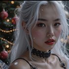 Elegant Portrait of a Woman with Blonde Hair and Green Eyes