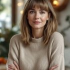 Woman with Brown Hair in Cozy Indoor Setting
